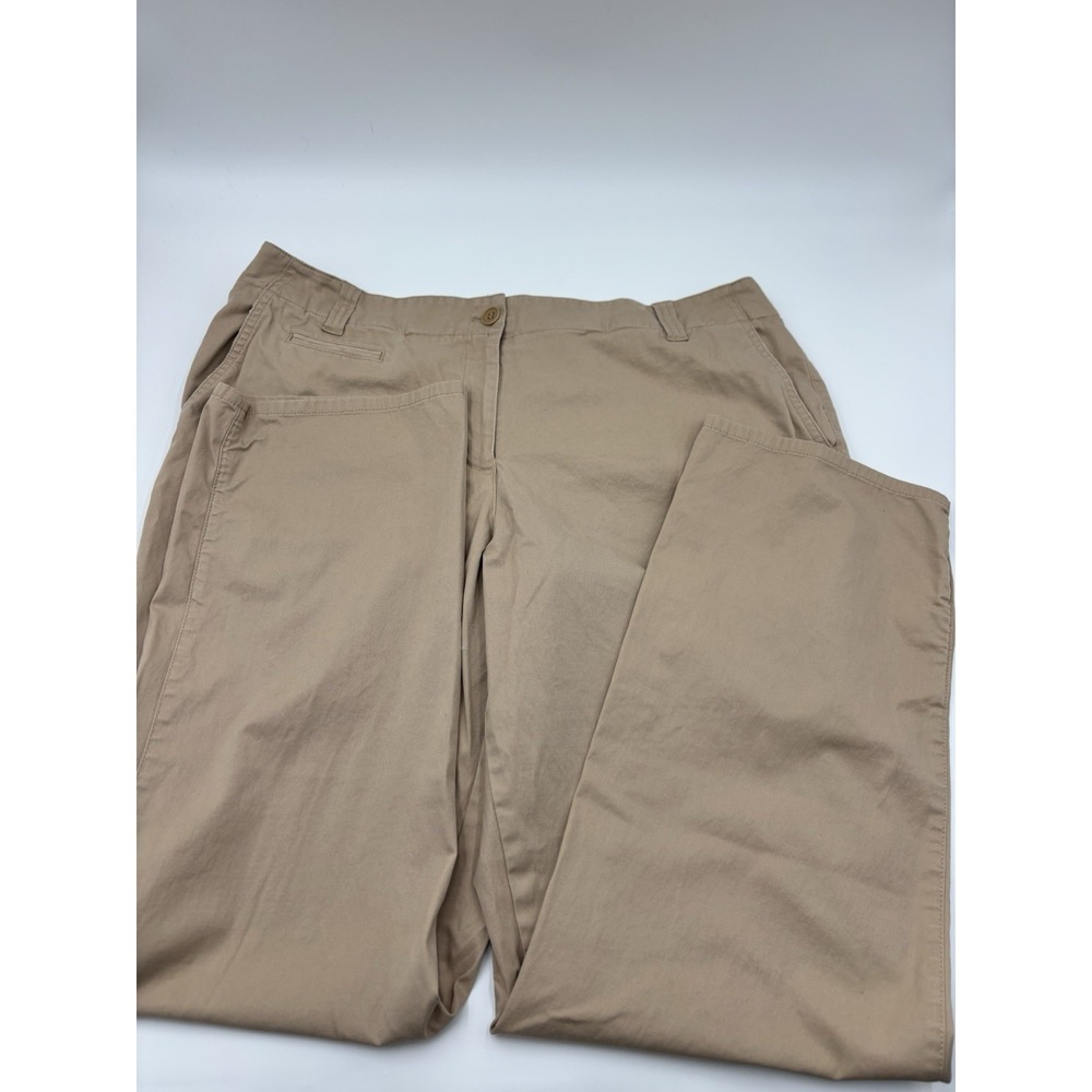 Talbots Women Boyfriend Pants 16W Beige Cotton Mid Rise Straight Leg Pocket Plus - Picture 6 of 10